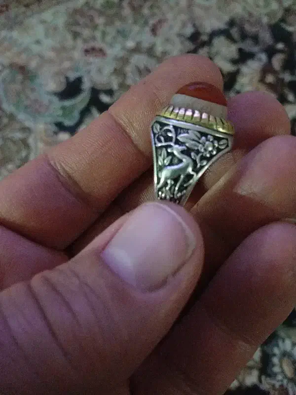 انگشتر نقره باباقوری طرح آهو|کلکسیون اشیاء عتیقه|تهران, نیروی هوایی (پیروزی)|دیوار