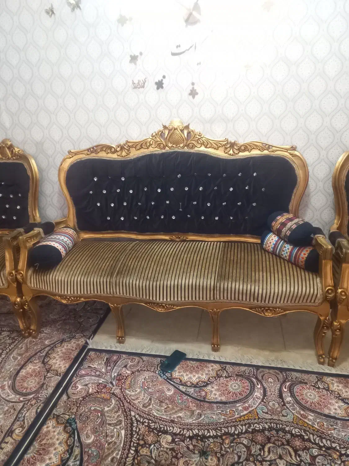 مبل استیل تمام چوب راش منبت 9 نفره|مبلمان خانگی و میز عسلی|شاهدشهر, |دیوار