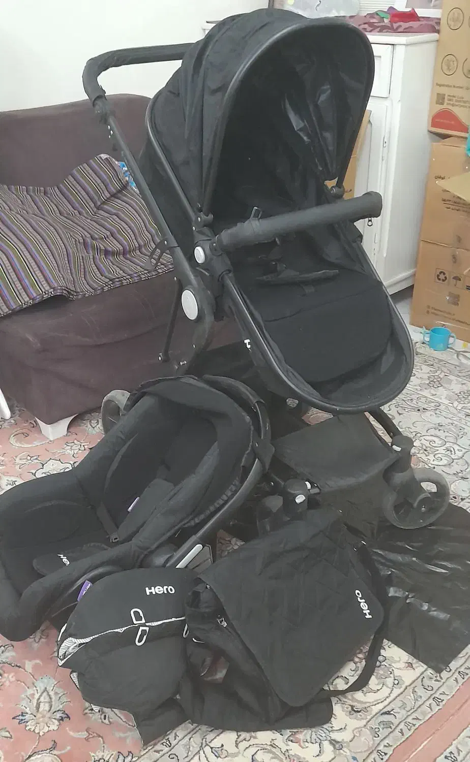 ست کامل کالسکه کریر روروئک کیف نوزاد صندلی غذا|کالسکه و لوازم جانبی|تهران, سلسبیل شمالی|دیوار