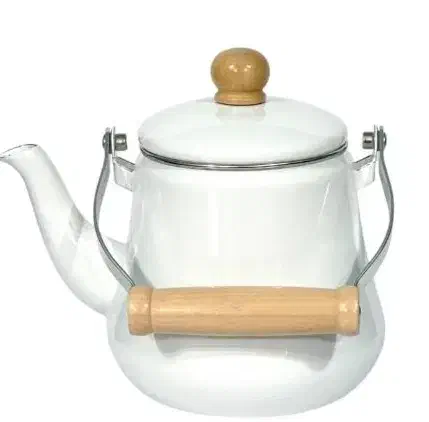 کتری لعابی طرح ایکیا سفید|قوری، کتری، قهوه‌ساز دستی|ملایر, |دیوار