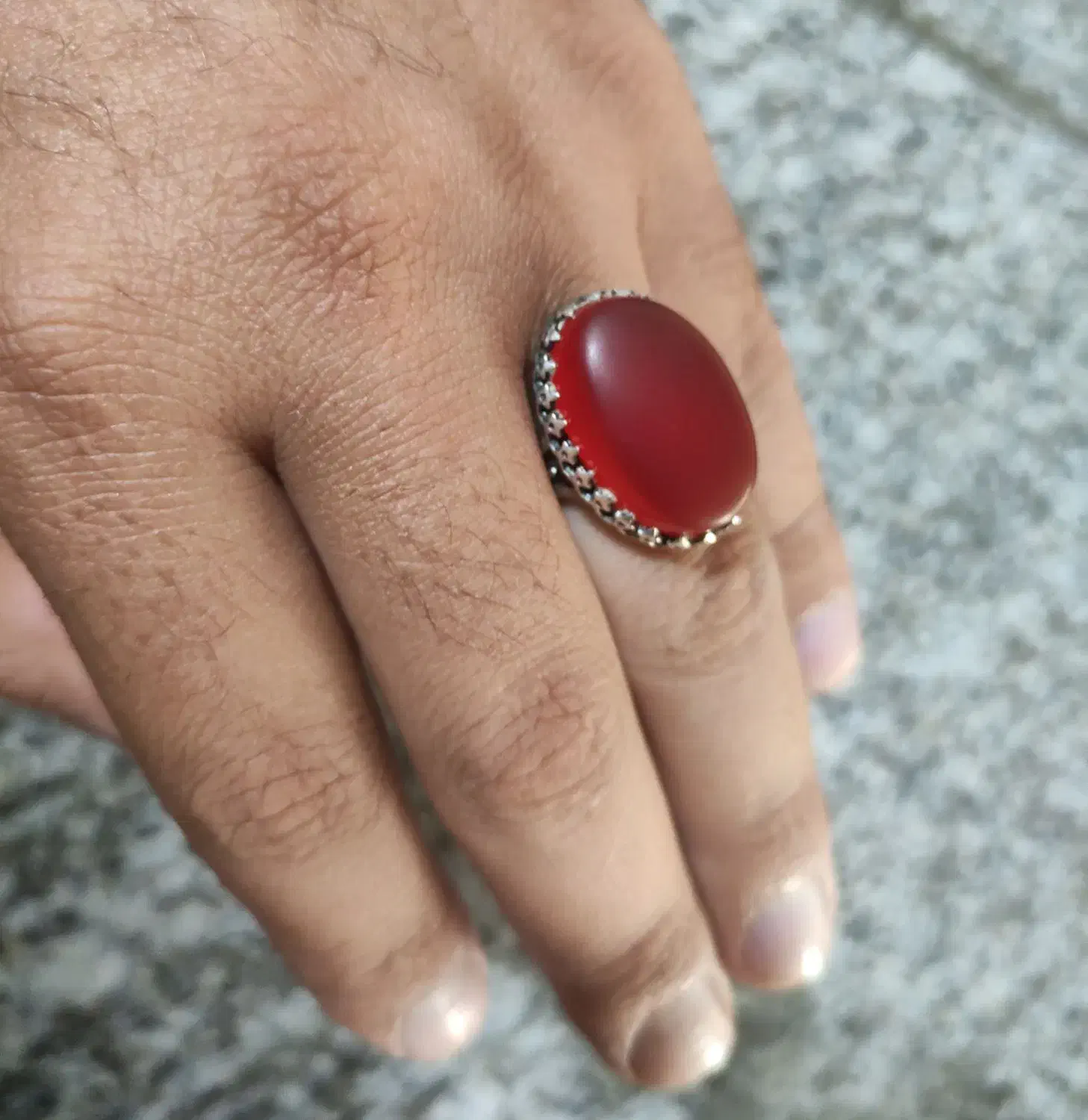 انگشتر نقره با عقیق سرخ و عقیق سوسنی|بدلیجات|فولادشهر, A2|دیوار