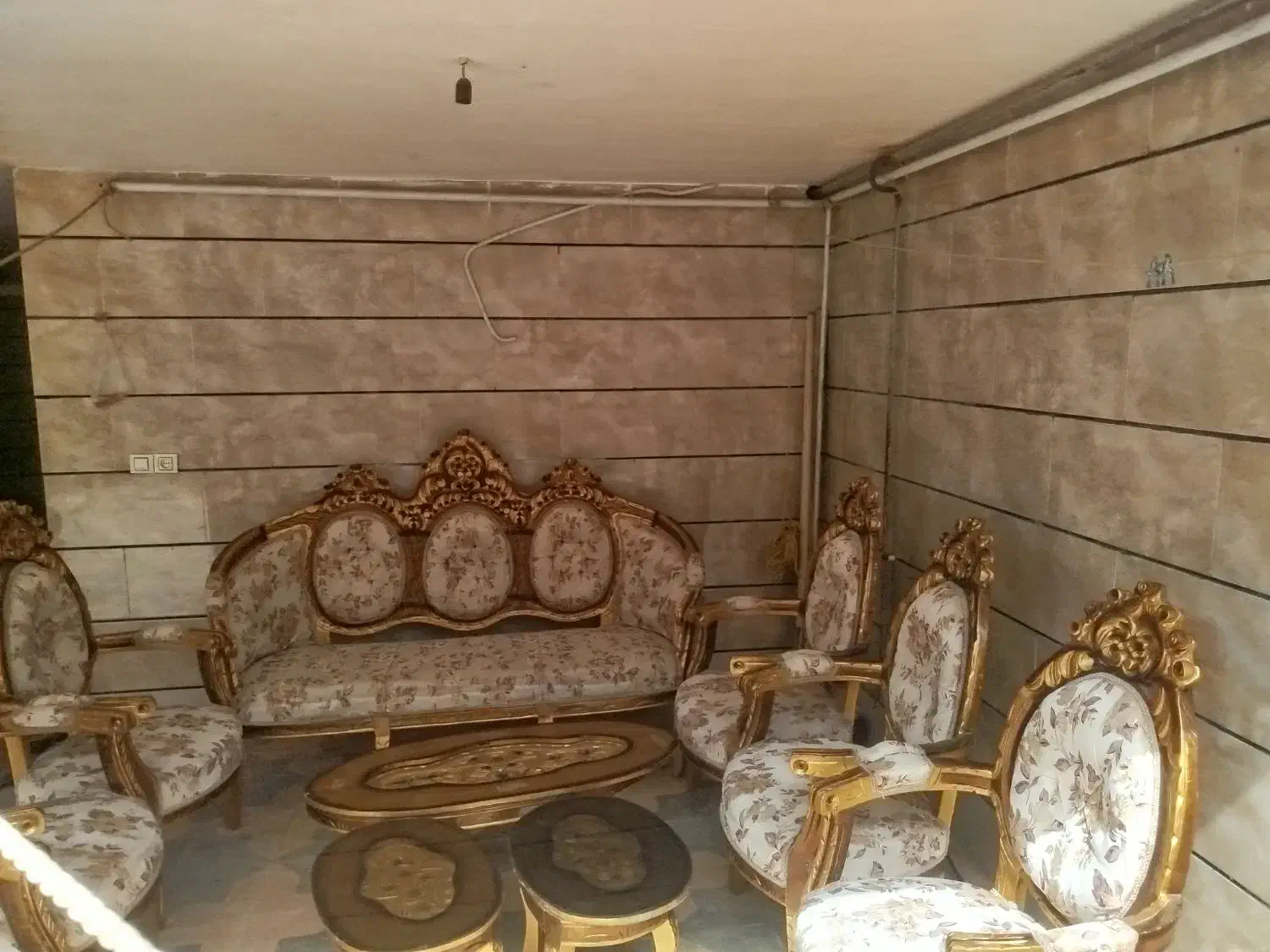 مبل سلطنتی 9نفره سالم چوب راش|مبلمان خانگی و میز عسلی|اقبالیه, |دیوار