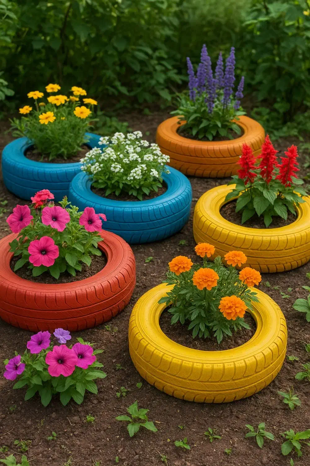 ساخت مزرعه گل زیبا با لاستیکهای کهنه|گل و گیاه طبیعی|بیرجند, |دیوار