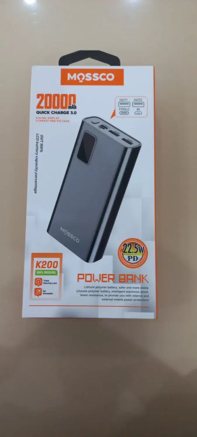 پاوربانک ۲۰۰۰۰ میلی‌آمپر Mossco|لوازم جانبی موبایل و تبلت|مشهد, سپاد|دیوار
