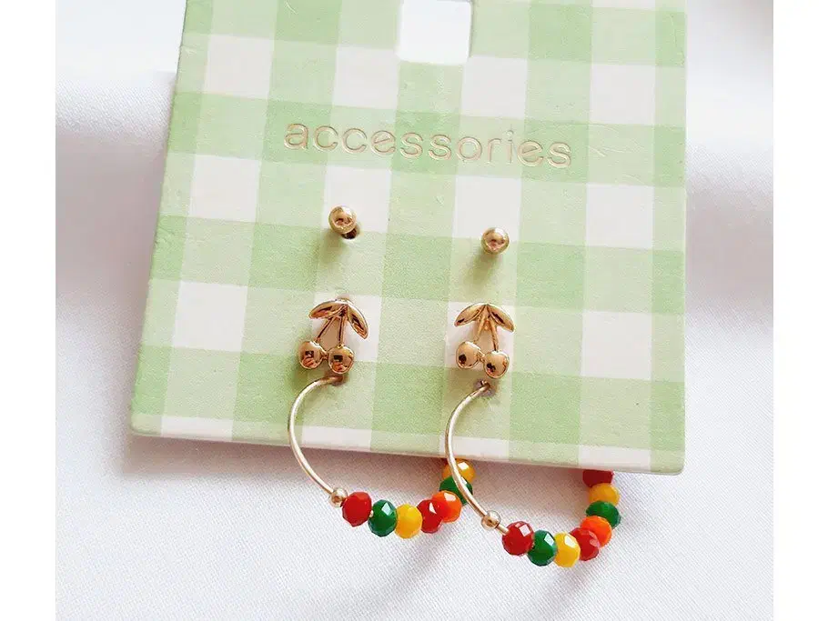 گوشواره میخی پک دار دوتایی با حلقه ای کریستالی|بدلیجات|رشت, بلوار گیلان|دیوار