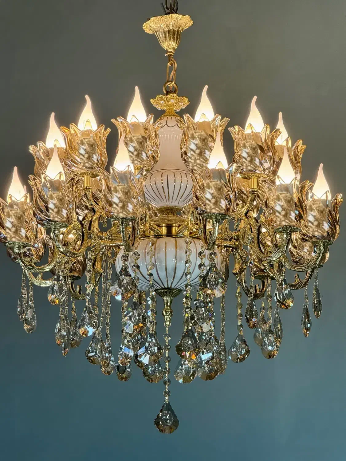 لوستر سرامیک بیست شعله/تعویض لوستر کهنه با نو|لوستر و چراغ آویز|تهران, نعمت‌آباد|دیوار