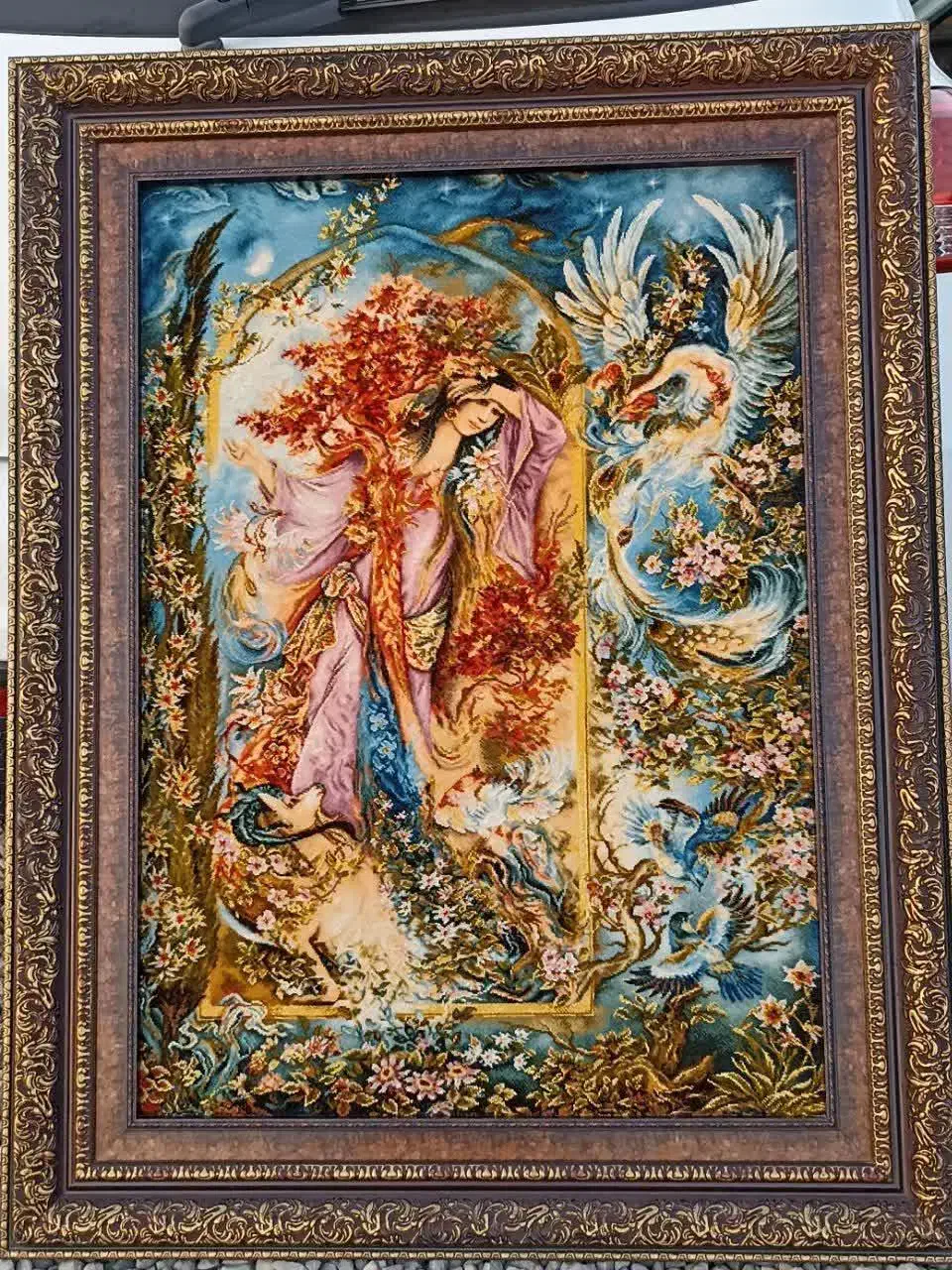 تابلو فرش دستباف چله ابریشم|تابلو فرش|مشکیندشت, |دیوار