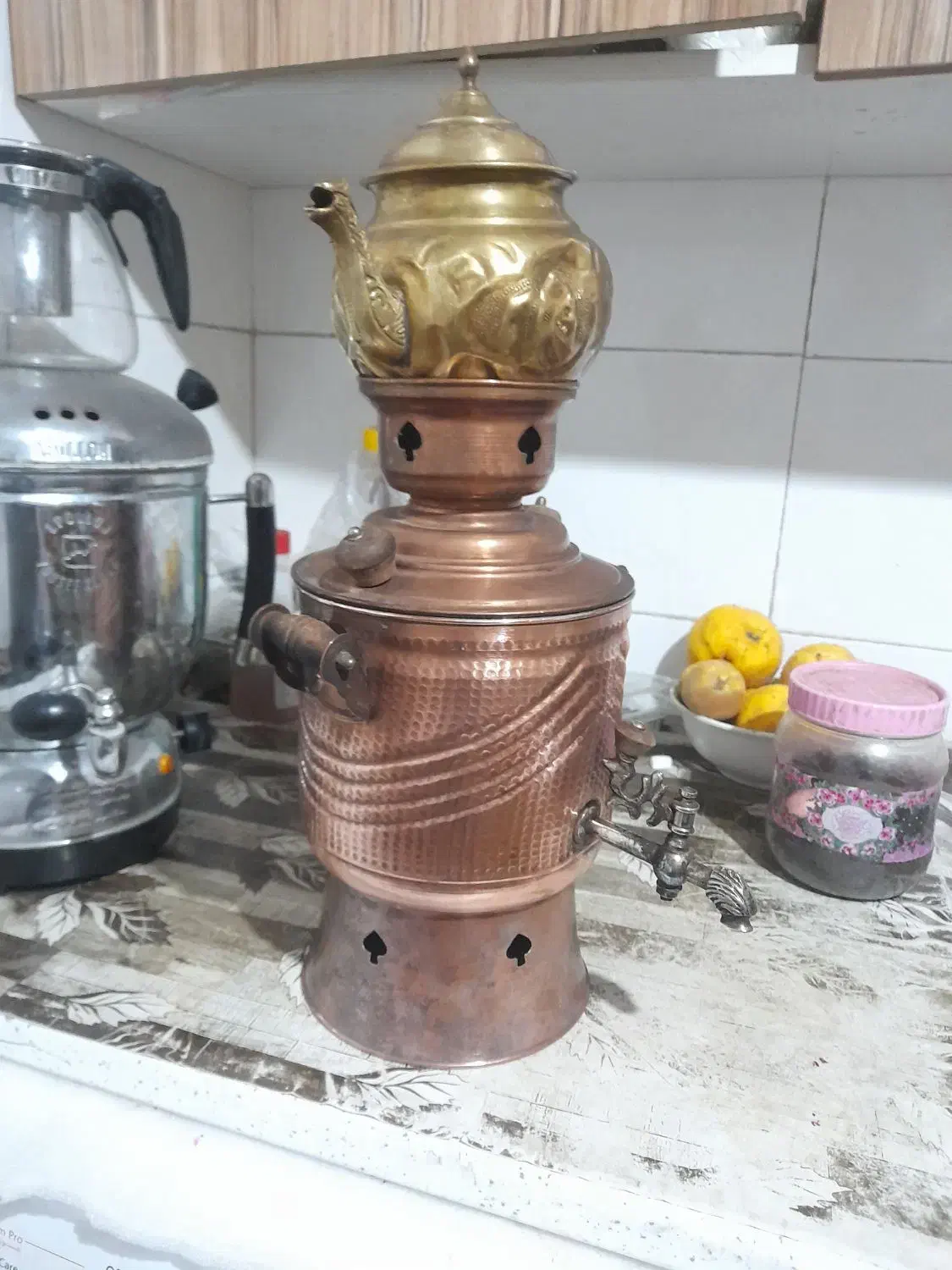 سماور مسی هم میشه رو گاز گذاشتش هم روی ذغال|سماور، چای‌ساز، قهوه‌ساز|هشتگرد, گلسار|دیوار