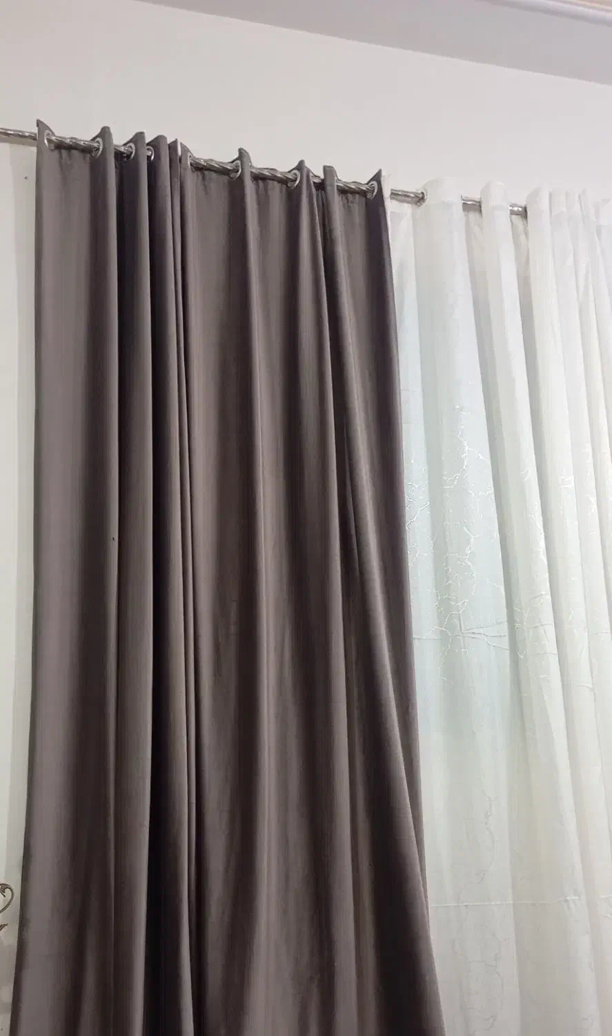 دوعدد والان مخمل  طوسی فیلی خوش رنگ|پرده، رانر، رومیزی|قرچک, زیبا شهر|دیوار