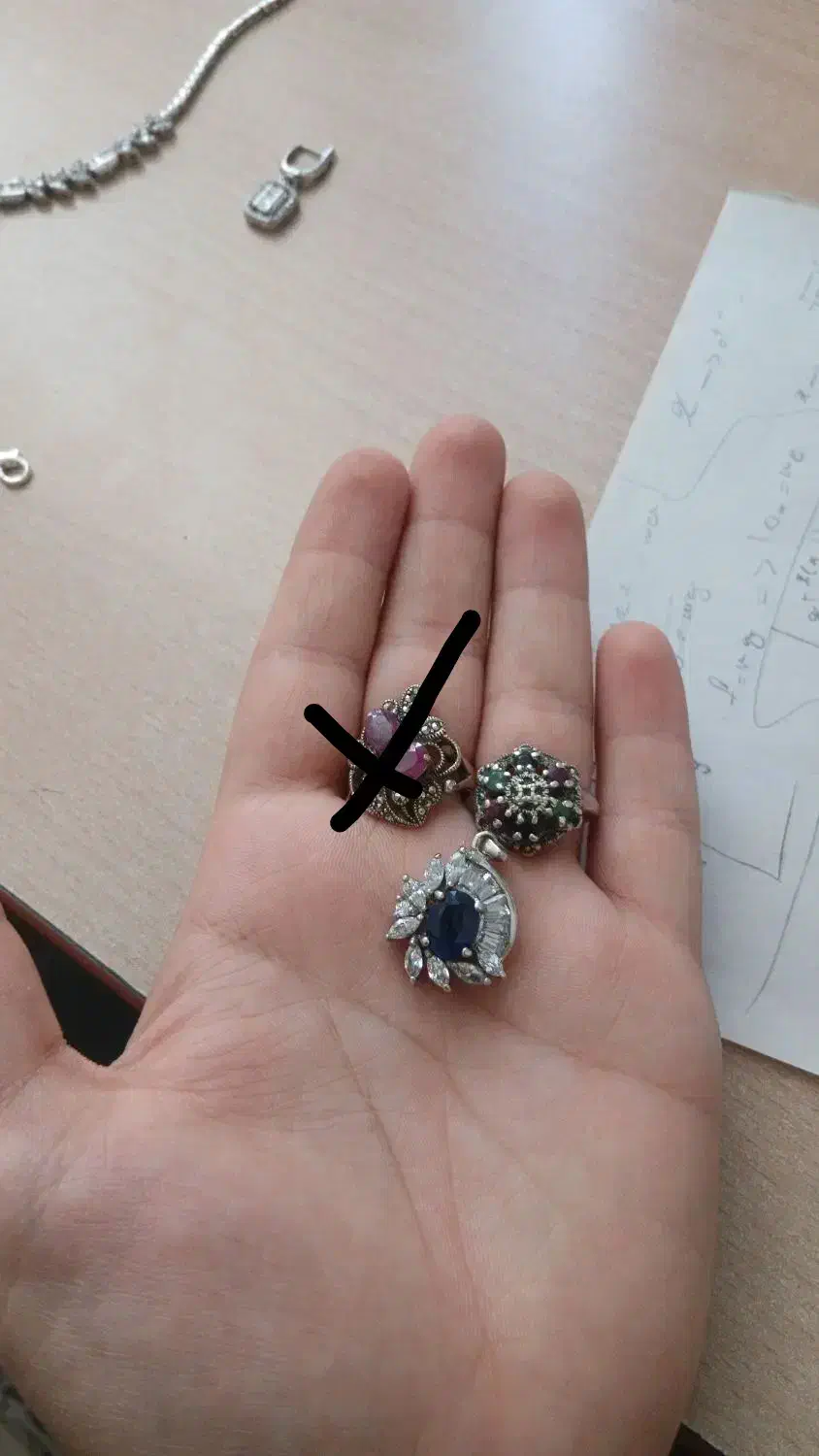 دو عدد انگشتر و اویز جواهر|جواهرات|اردبیل, |دیوار