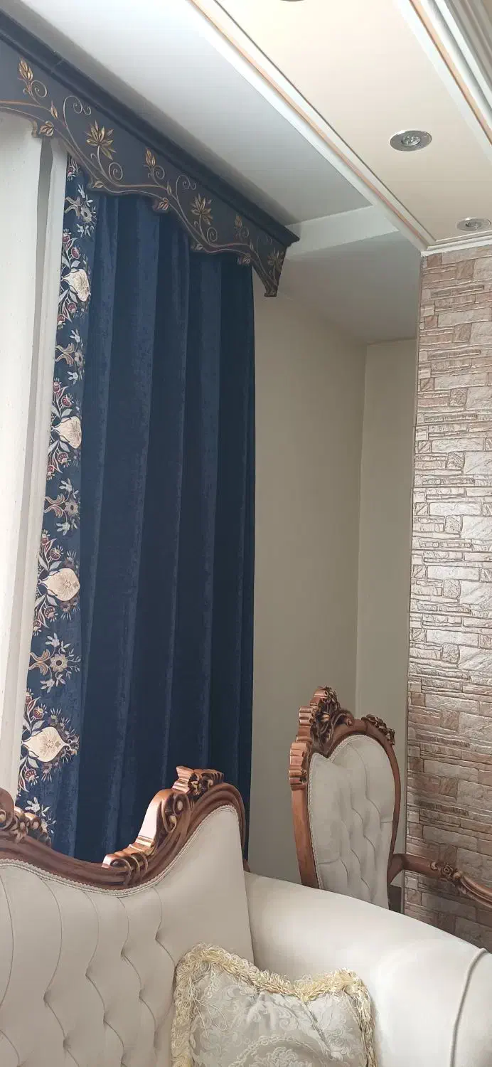 والن پرده آبی سرمه ای پانچی|پرده، رانر، رومیزی|الوند, |دیوار