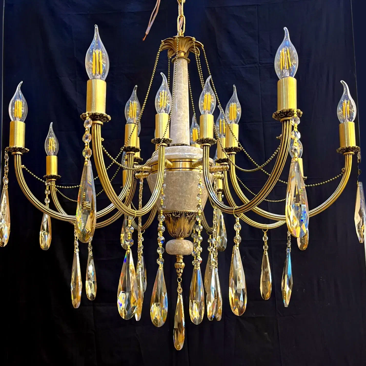 لوستراسکای سنگی علیجانی9+7شعله برنج قلاف سرپیچuk99|لوستر و چراغ آویز|تهران, نعمت‌آباد|دیوار