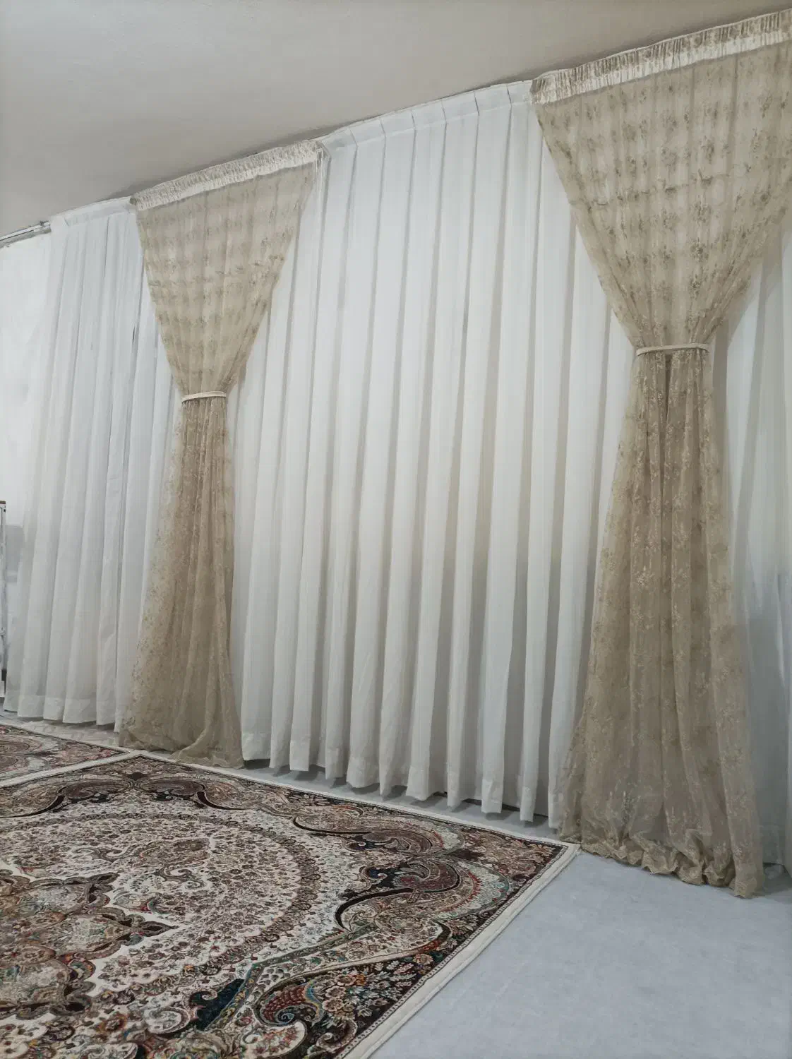 پرده حریر ترک پلیسه در حد نو|پرده، رانر، رومیزی|چگنی, |دیوار