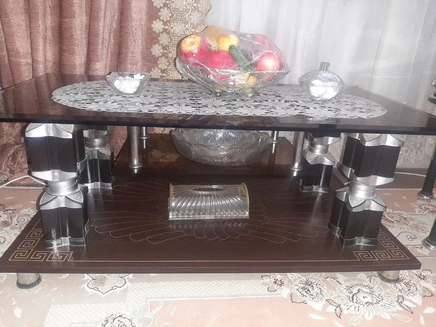 میزعسلی،کتابخانه ۵طبقه چوب ام دی اف ،گردو|کتابخانه، شلف، قفسه‌های دیواری|قم, علی آباد سعدگان|دیوار