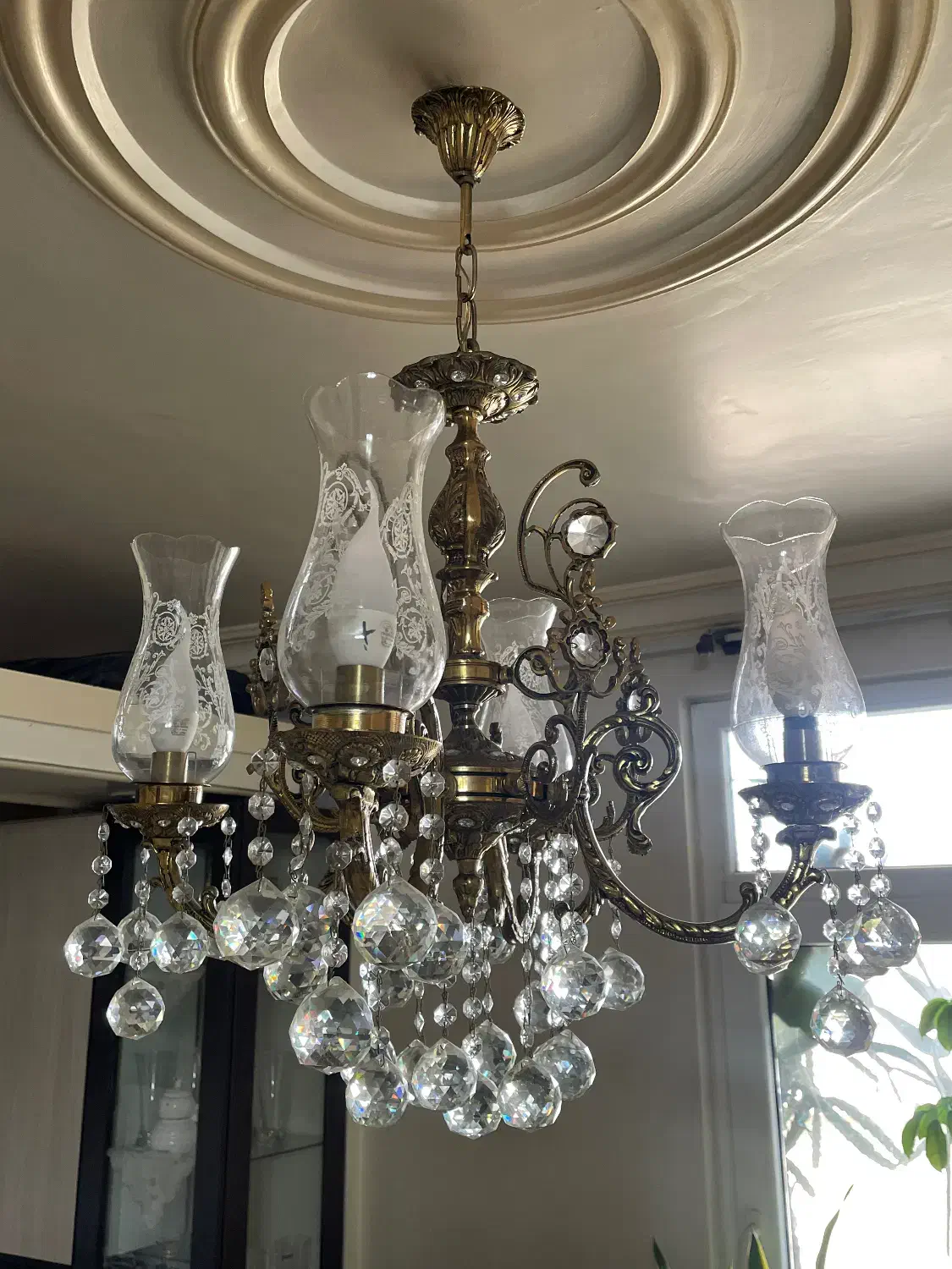 لوستر برنجی۶و۴شاخه|لوستر و چراغ آویز|ری, علایین|دیوار