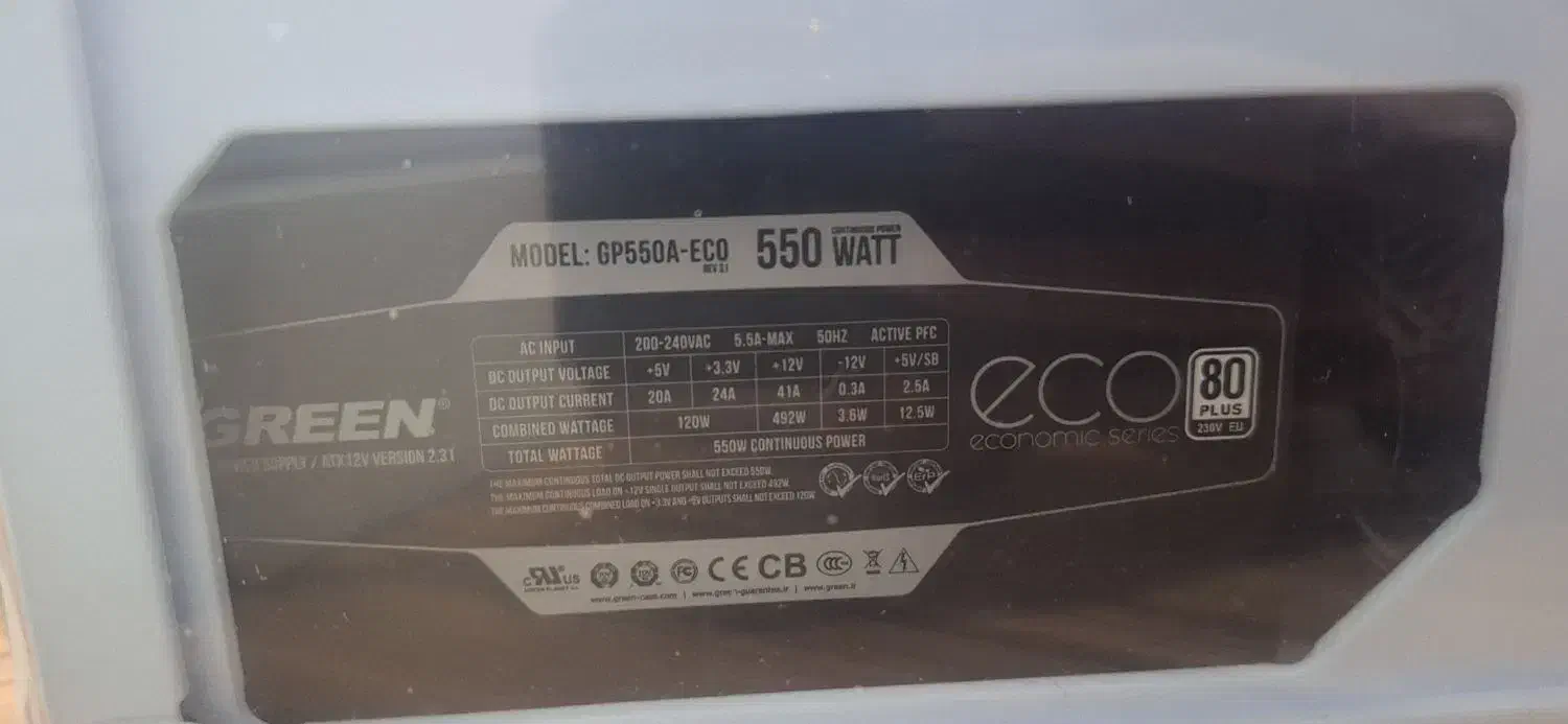 Green GP550AECO550 پاور|قطعات و لوازم جانبی رایانه|شیراز, شهدای شهرک سعدی|دیوار