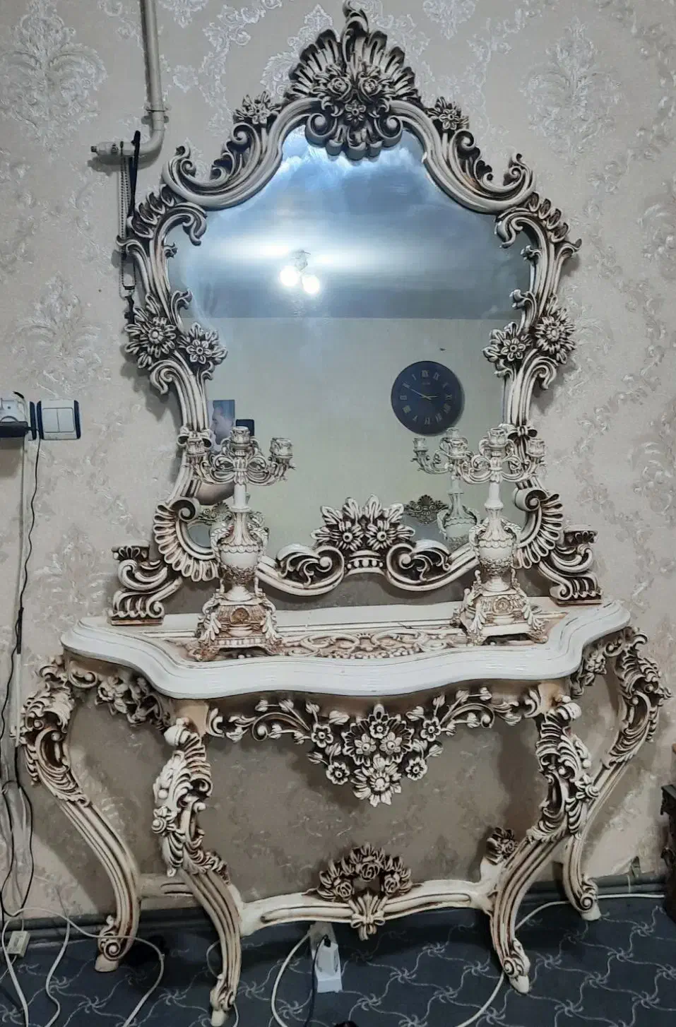 آینه کنسول  و شمعدان|بوفه، ویترین، کنسول|دورود, |دیوار