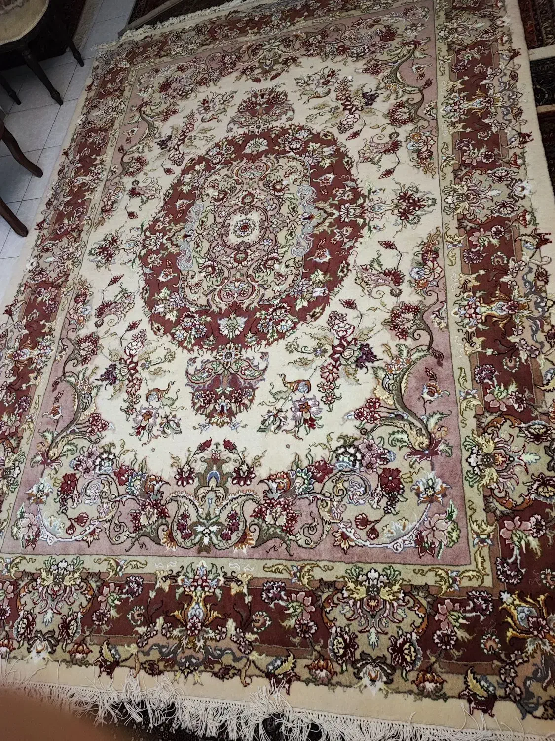فرش اولیا اصل ۳۰ رج فوق العاده نو کرمی رنگ ۹متر|فرش|تهران, فردوسی|دیوار