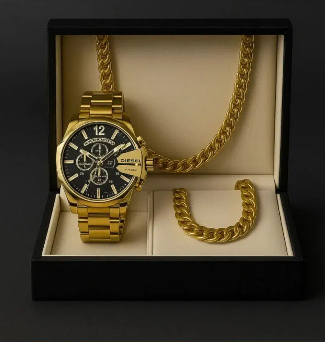 ست ساعت دیزل طلایی.ودستبند و گردنبند.|ساعت|ایرانشهر, |دیوار