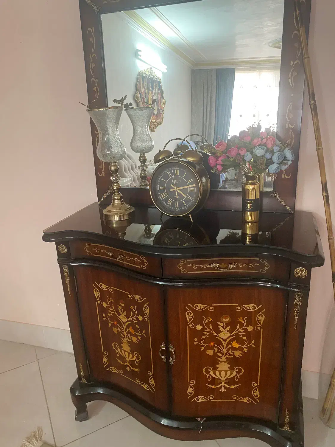 کنسول معرق با چوب راش|بوفه، ویترین، کنسول|دامغان, |دیوار