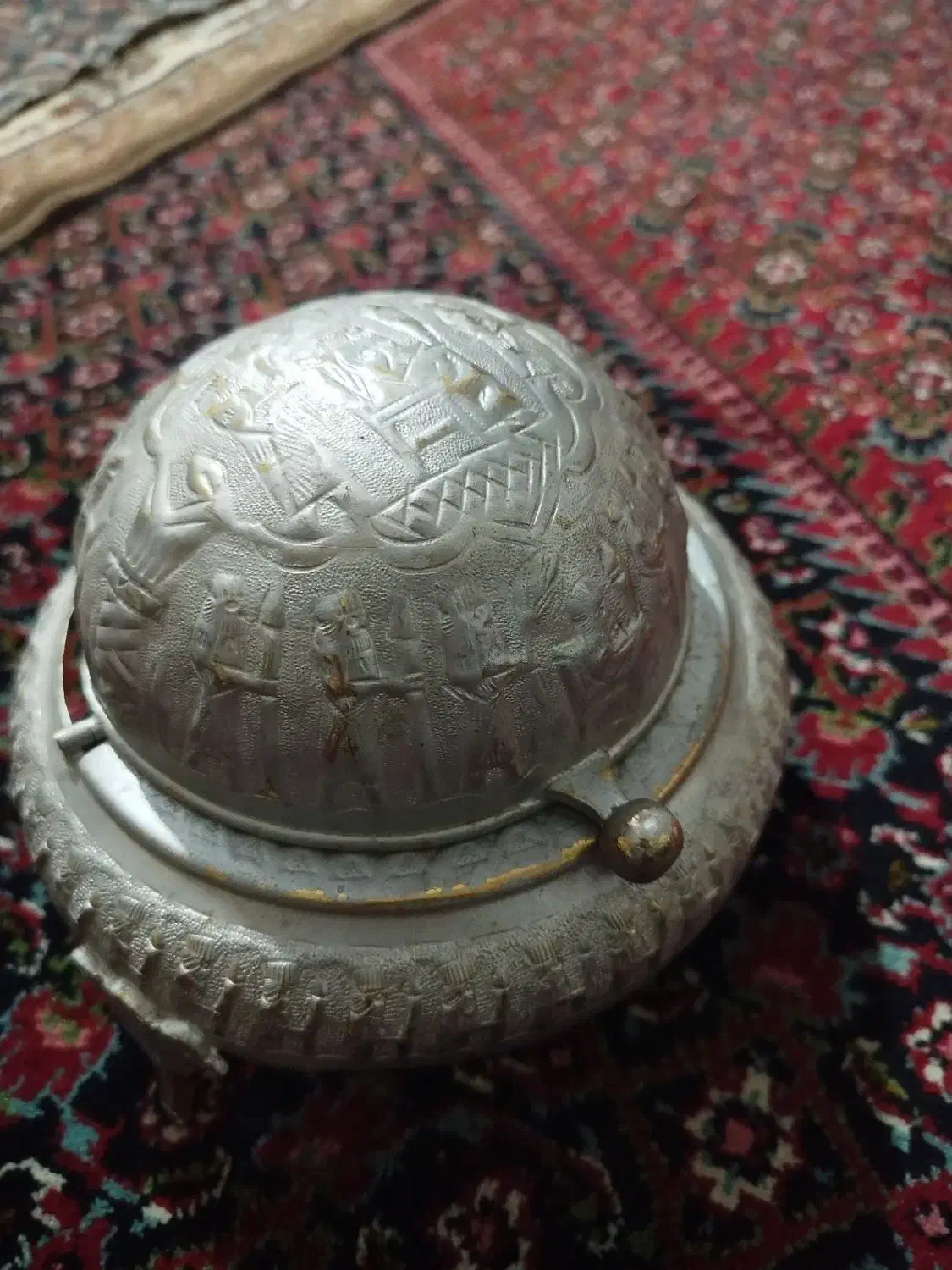 خاویار خوری قدیمی برنجی با روکش نقره|کلکسیون اشیاء عتیقه|نسیمشهر, |دیوار