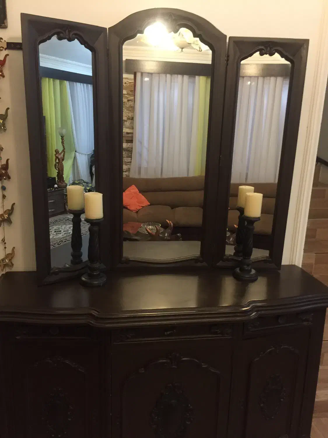 کنسول آینه دار چوب گردو|بوفه، ویترین، کنسول|نوشهر, |دیوار