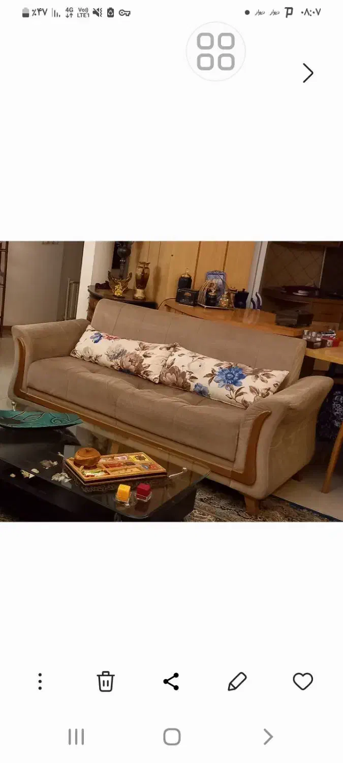 مبل راحتی مخمل ۵نفره کاملا سالم وتمیز|مبلمان خانگی و میز عسلی|باشتین, |دیوار