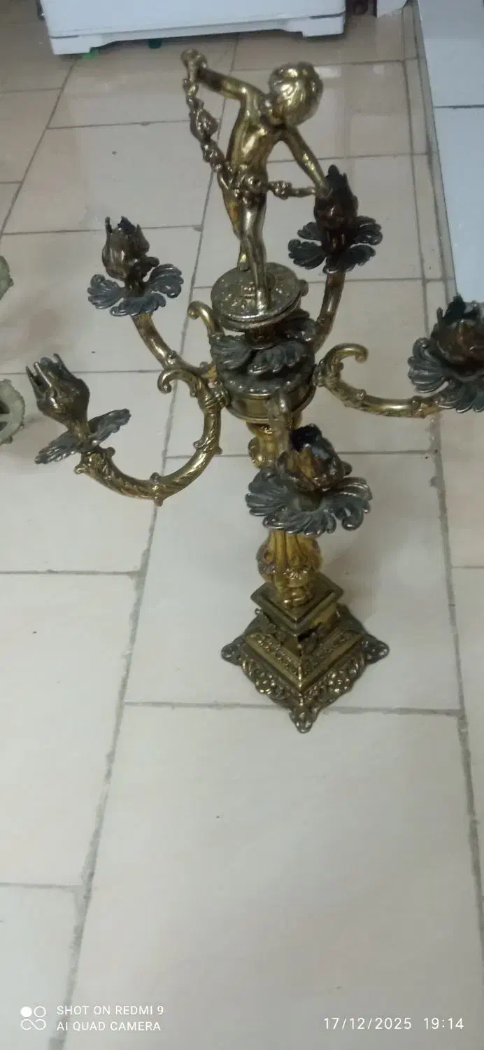 لوستر شمعدان برنزی برنجی|لوستر و چراغ آویز|مشهد, طلاب|دیوار