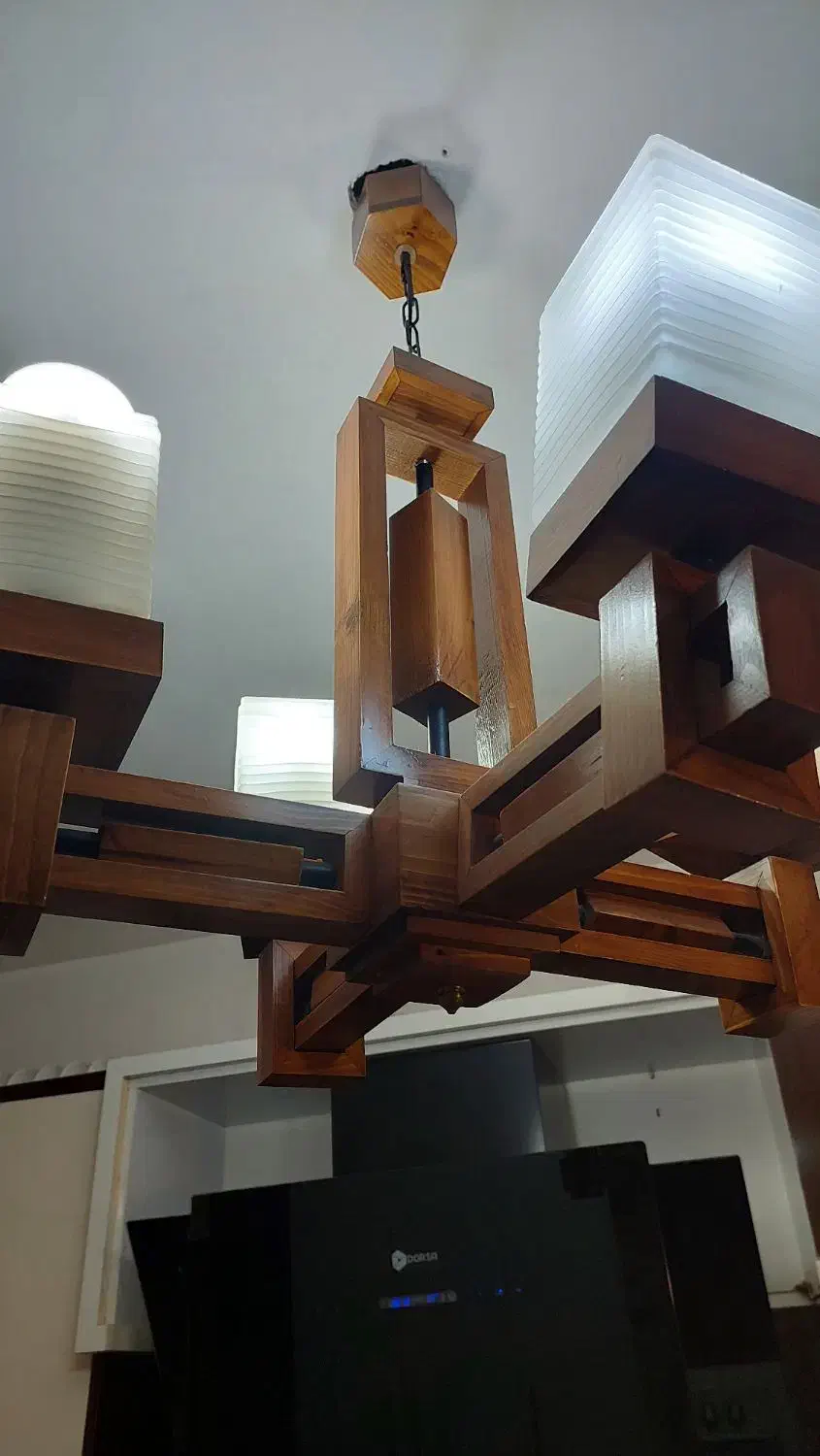 لوستر چوبی|لوستر و چراغ آویز|مشهد, هنرور|دیوار