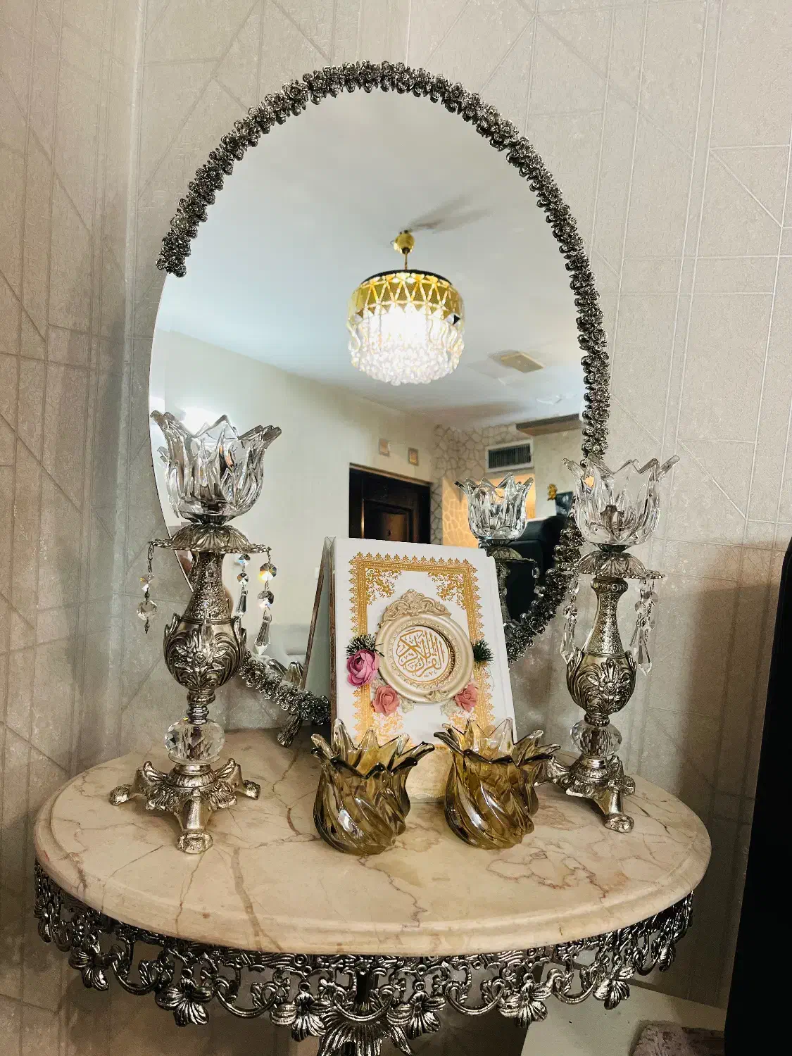 ایینه شمعدان کاملا سالم و نو برای عروس|صنایع دستی و سایر لوازم تزئینی|ری, شهرری|دیوار