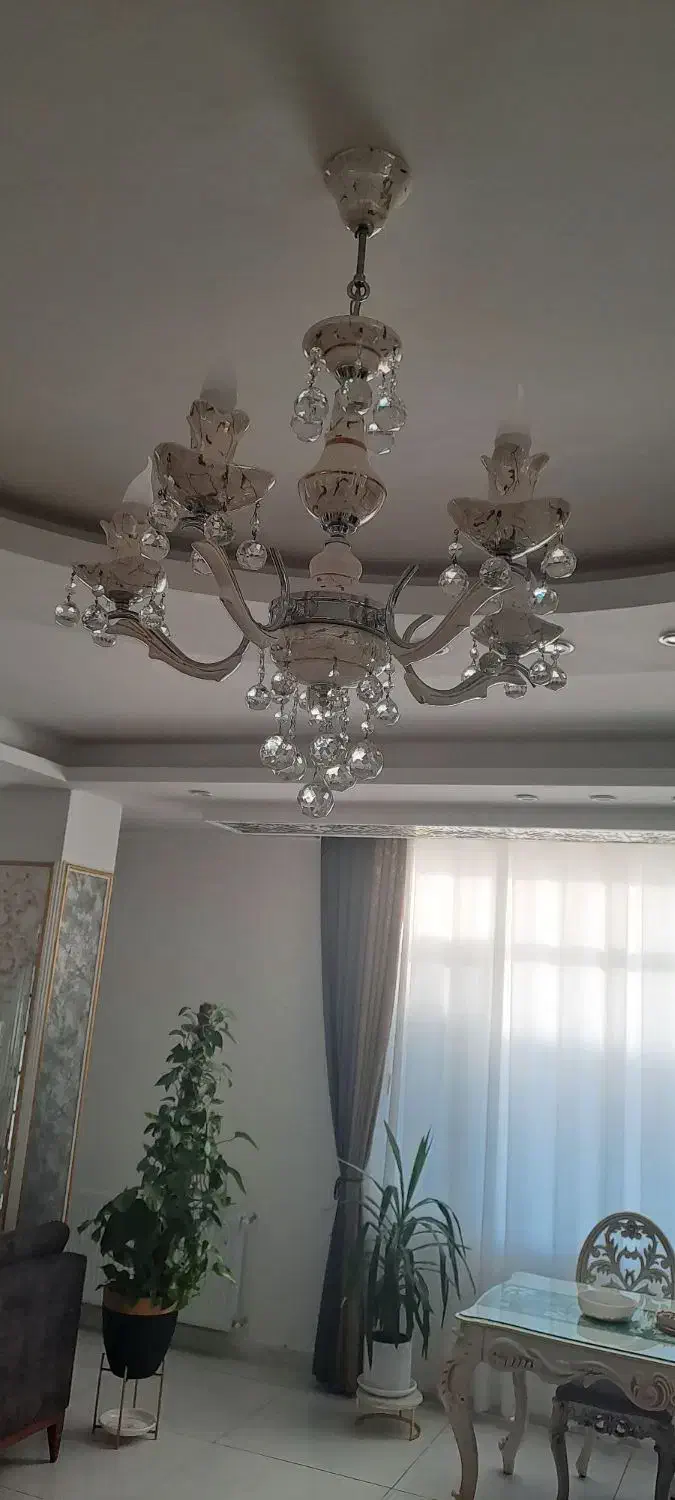 باسلام دوعدد لوستر سرامیکی پنج شاخه در حد نو نو|لوستر و چراغ آویز|کرمانشاه, |دیوار