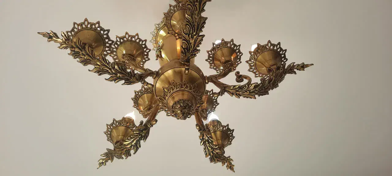 فروش فوری لوستر برنز خالص 5 شاخه سالم|لوستر و چراغ آویز|ری, دیلمان|دیوار