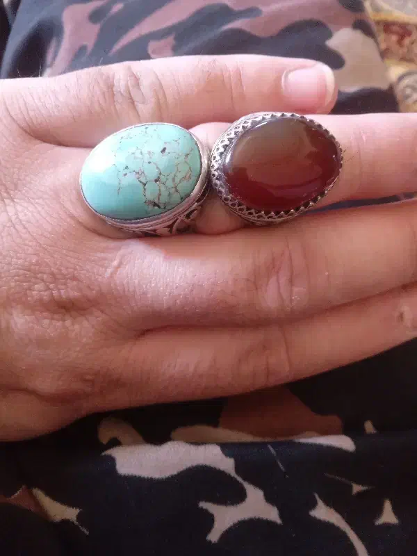 انگشتر نقره عقیق وفیروزه|جواهرات|فاروج, |دیوار