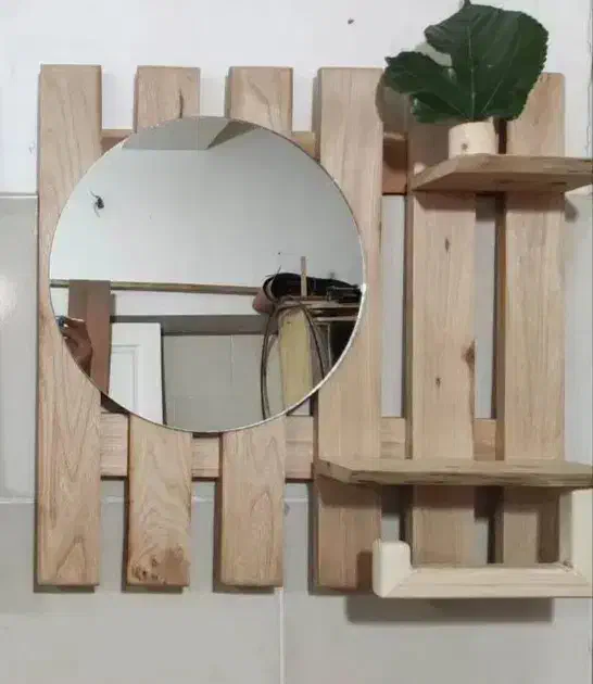 آینه طرح چوبی برای سرویس|لوازم سرویس بهداشتی|گرگان, |دیوار