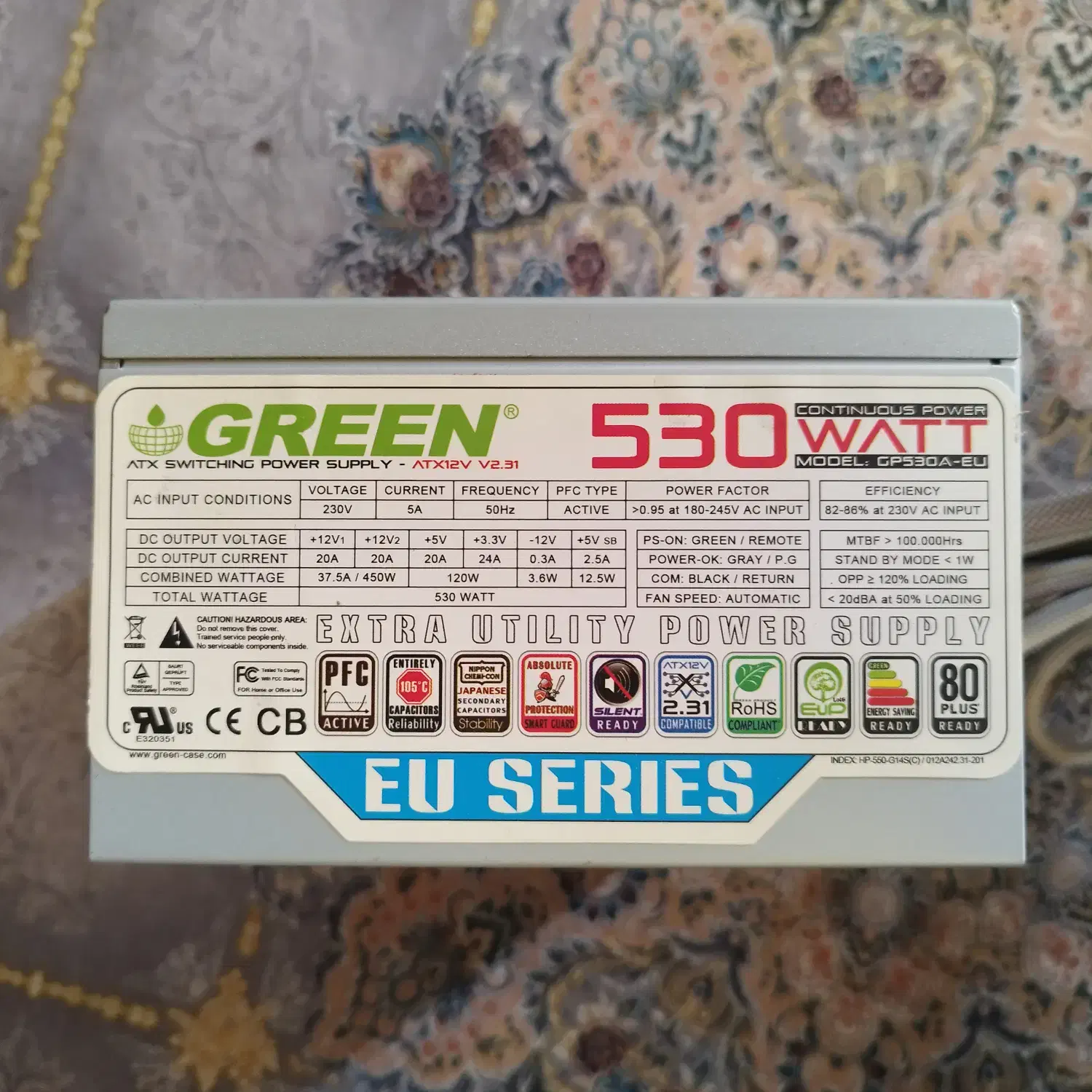 پاور 530 وات گرین|قطعات و لوازم جانبی رایانه|رشت, استقامت ۱|دیوار