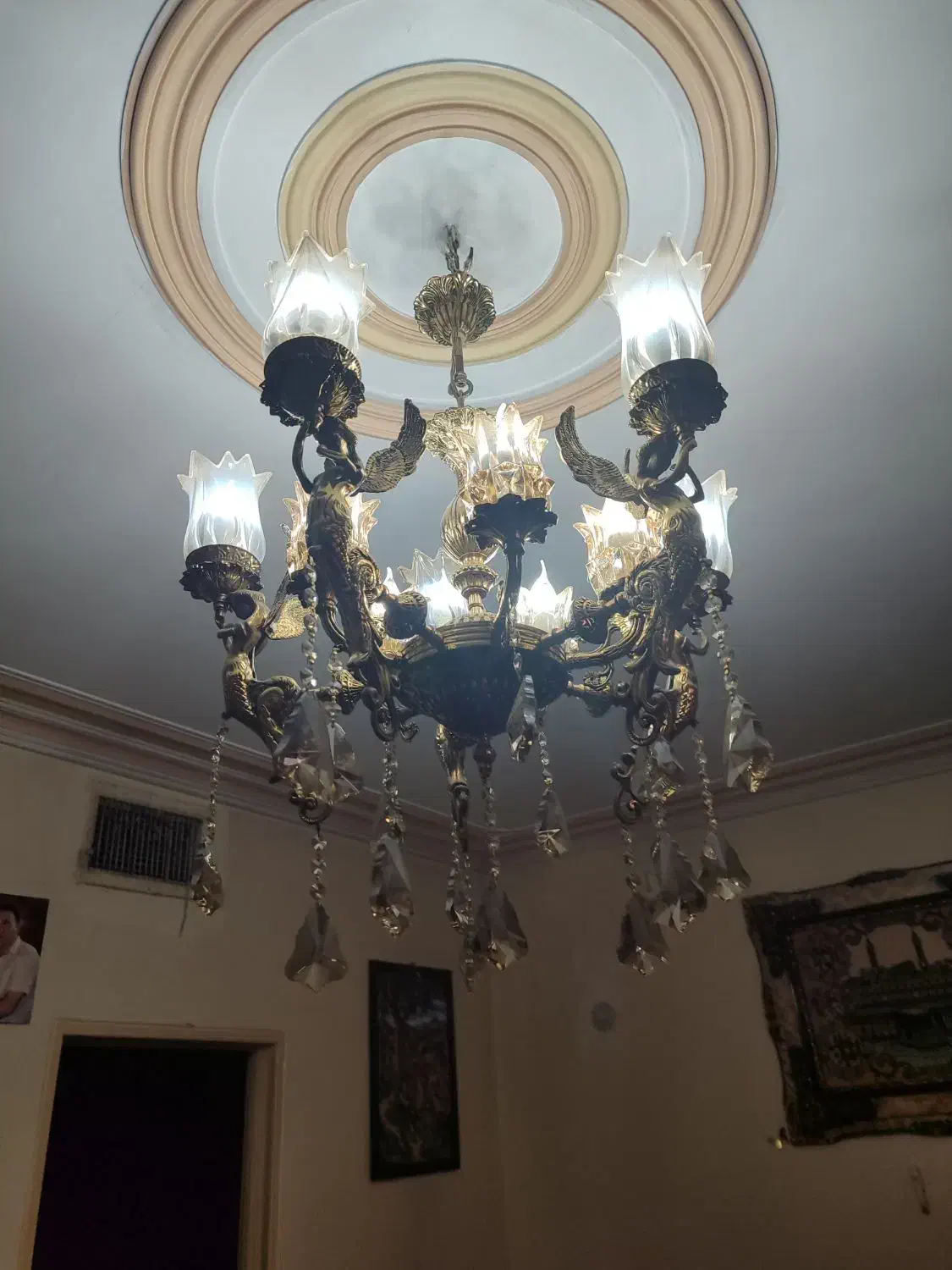 لوستر 10شاخه|لوستر و چراغ آویز|بهارستان, |دیوار