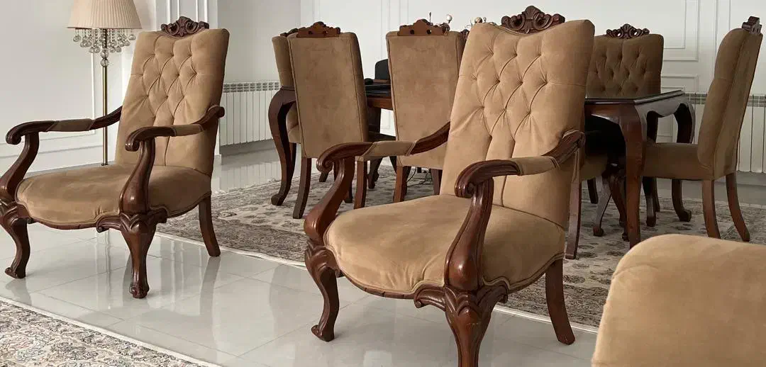 مبلمان ۷ نفره و میز نهار خوری ۸ نفره|مبلمان خانگی و میز عسلی|رشت, لاکانی|دیوار
