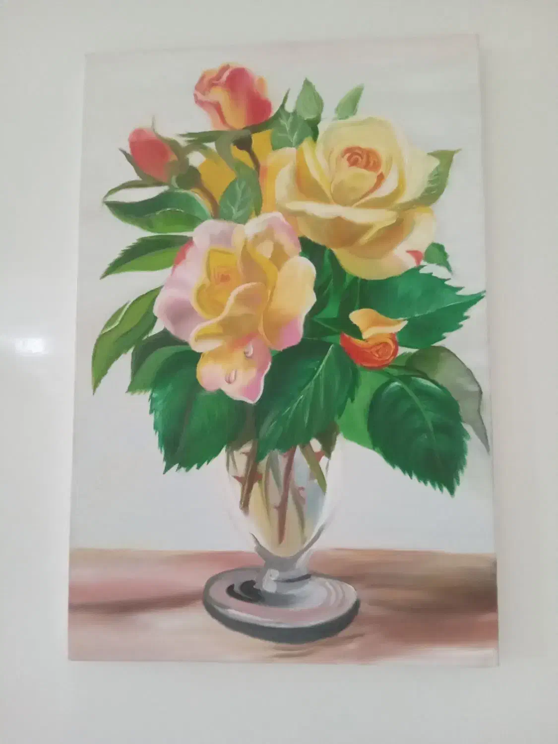 تابلو رنگ روغن طرح گل دار|تابلو، نقاشی، عکس|قم, شهرک امام حسن|دیوار