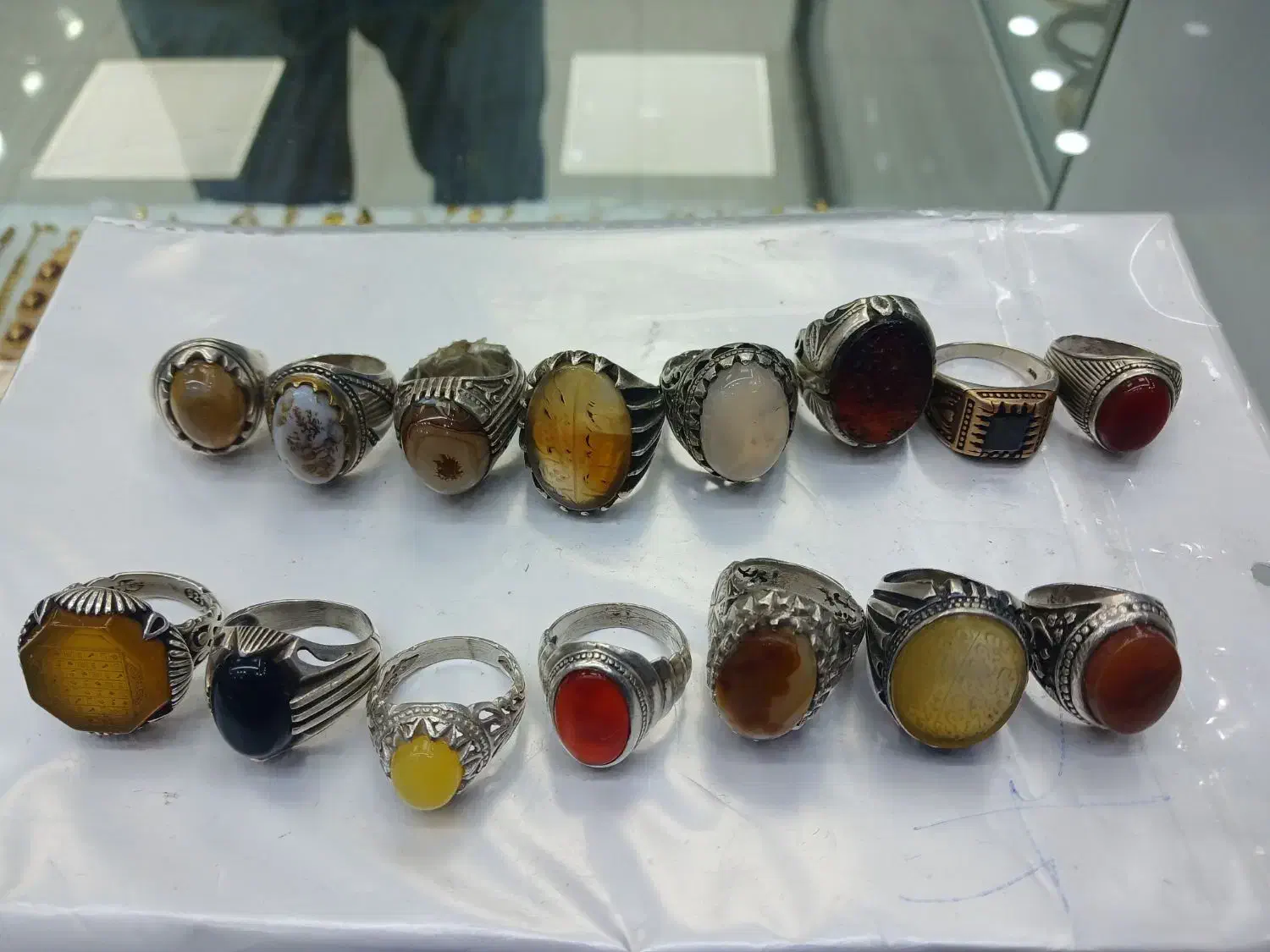 انگشتر نقره عیار ۹۲۵ پانزده عددروی هم گرمی ۲۰۰ت|جواهرات|مهریز, |دیوار