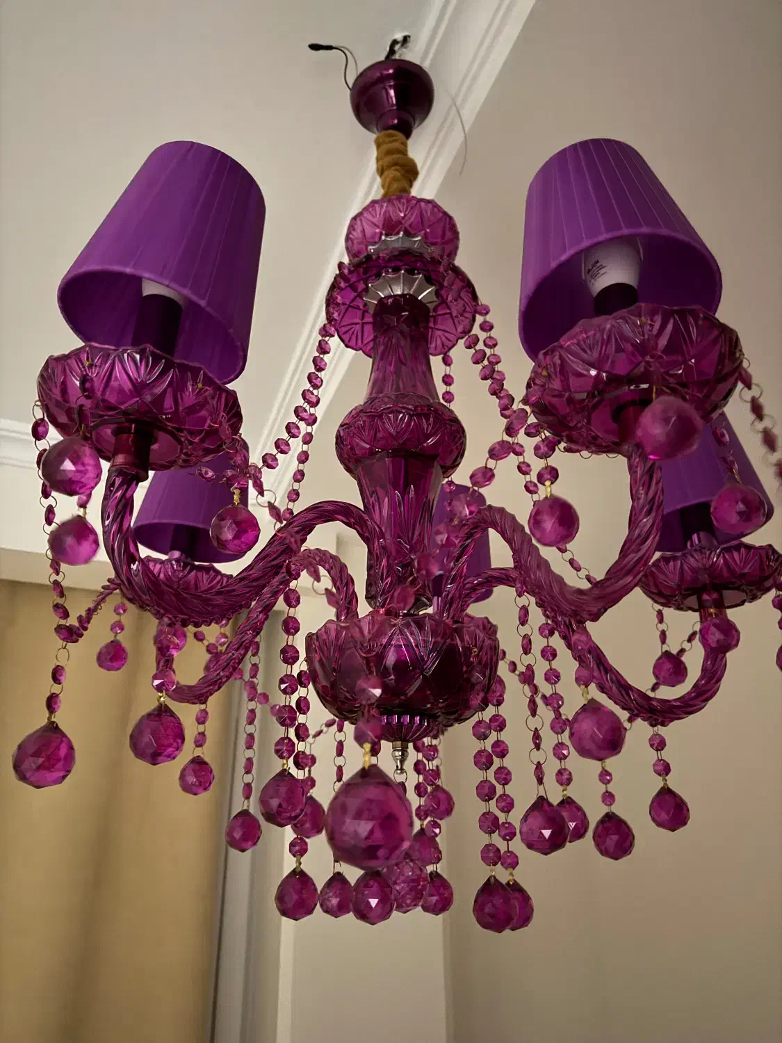 لوستر رنگی بنفش ۵ شاخه|لوستر و چراغ آویز|تهران, مجیدآباد|دیوار