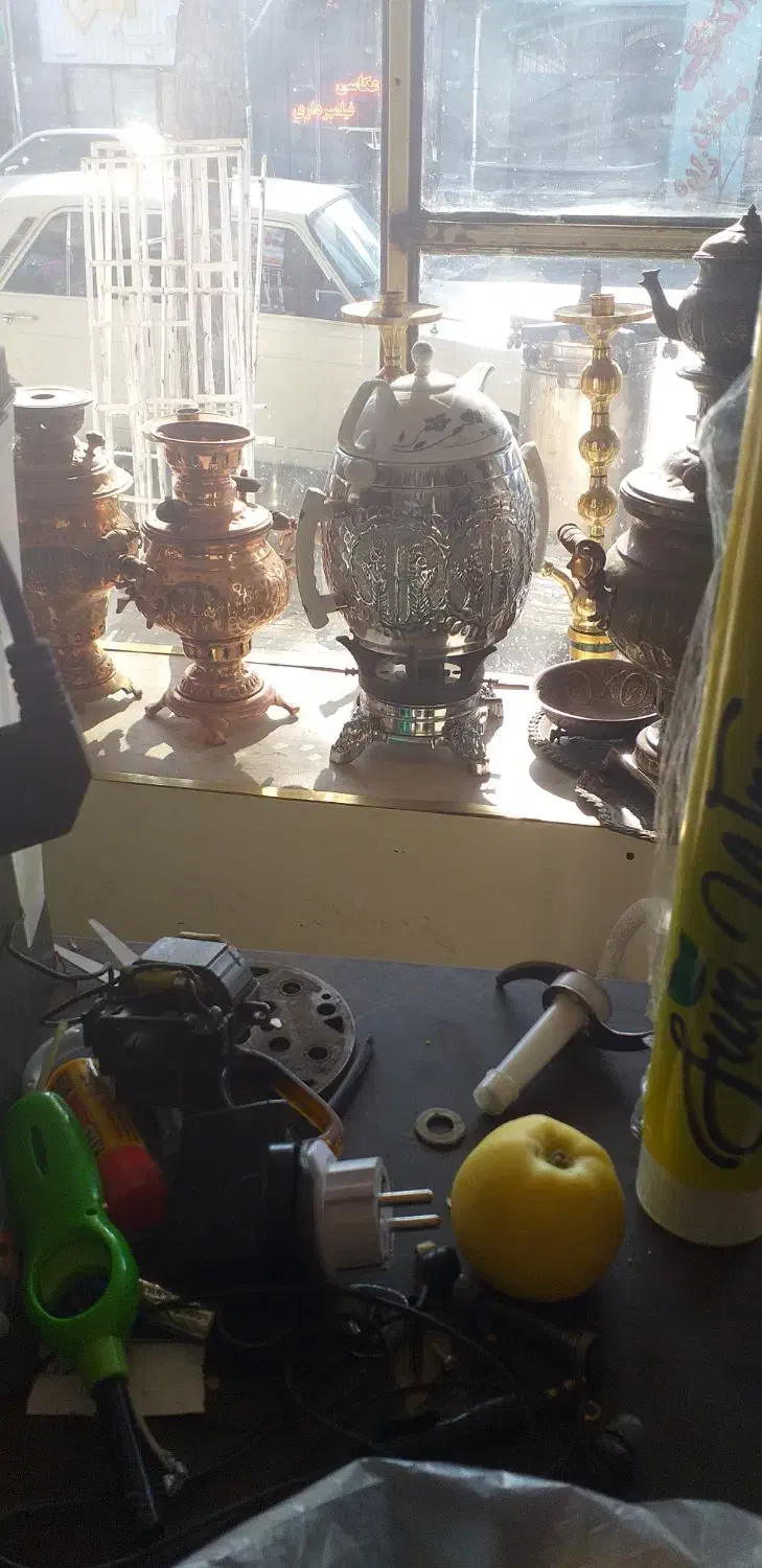 لوازم برنجی ومسی  سماوروصندلی|سماور، چای‌ساز، قهوه‌ساز|قائن, |دیوار