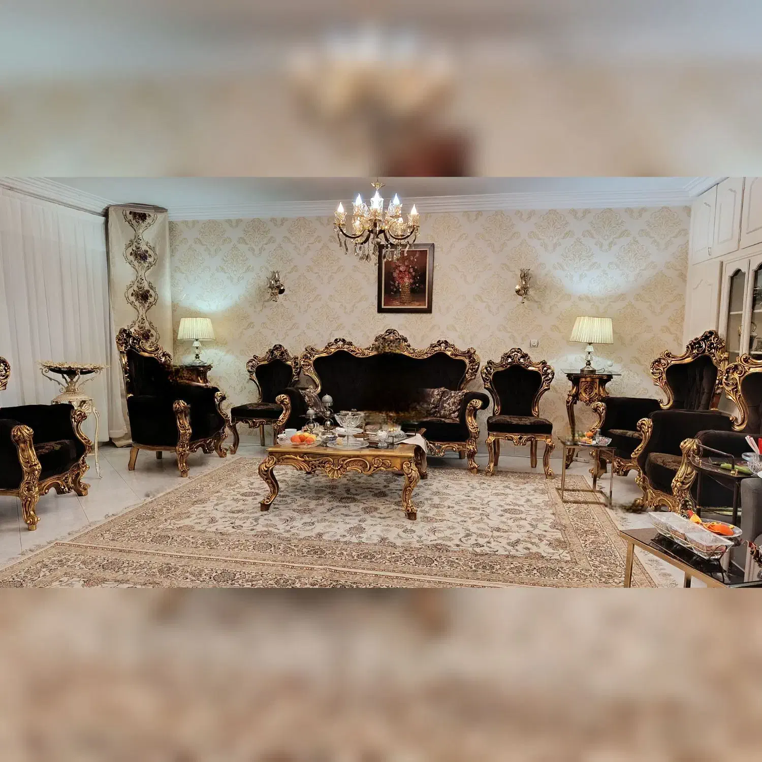 «مبلمان۹نفره سلطنتی»با دومیزآباژور ومیزجلومبل|مبلمان خانگی و میز عسلی|مشهد, سجاد شهر|دیوار