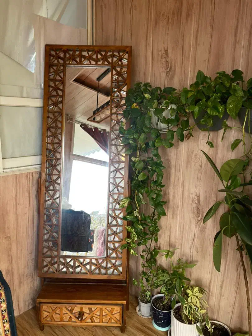 اینه قدی چوبی مورب کاری|آینه|بندر انزلی, مسکن مهر|دیوار