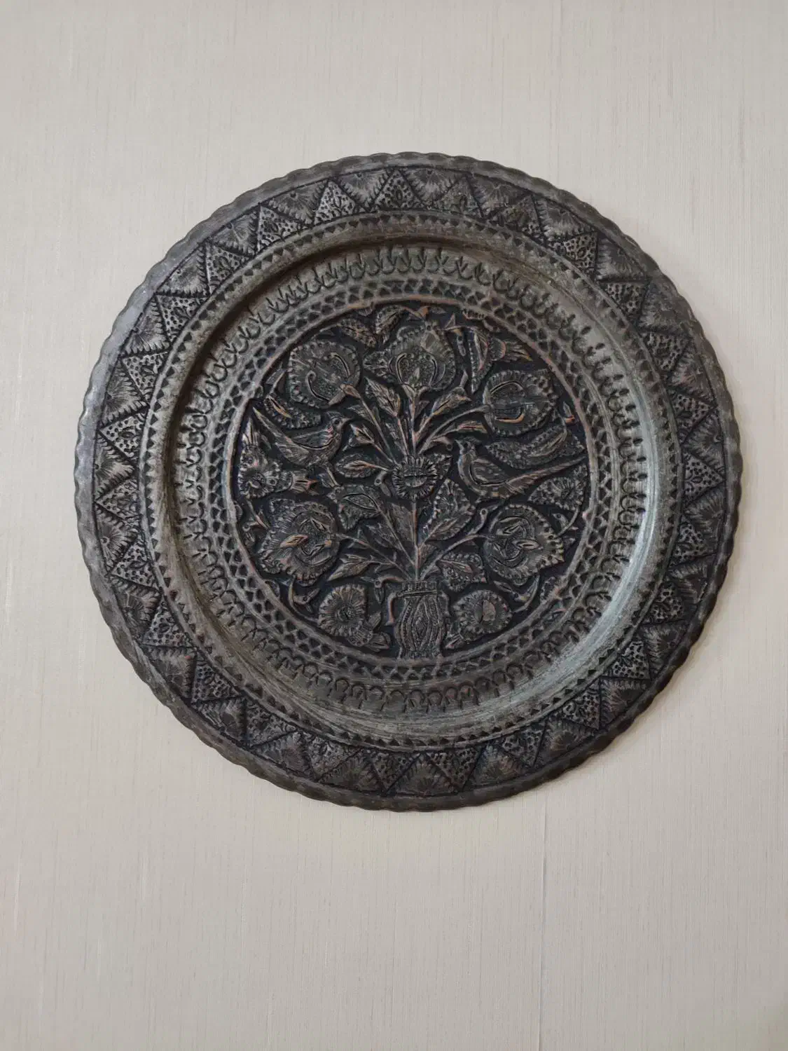 سینی مسی قلم کار|صنایع دستی و سایر لوازم تزئینی|لواسان, |دیوار