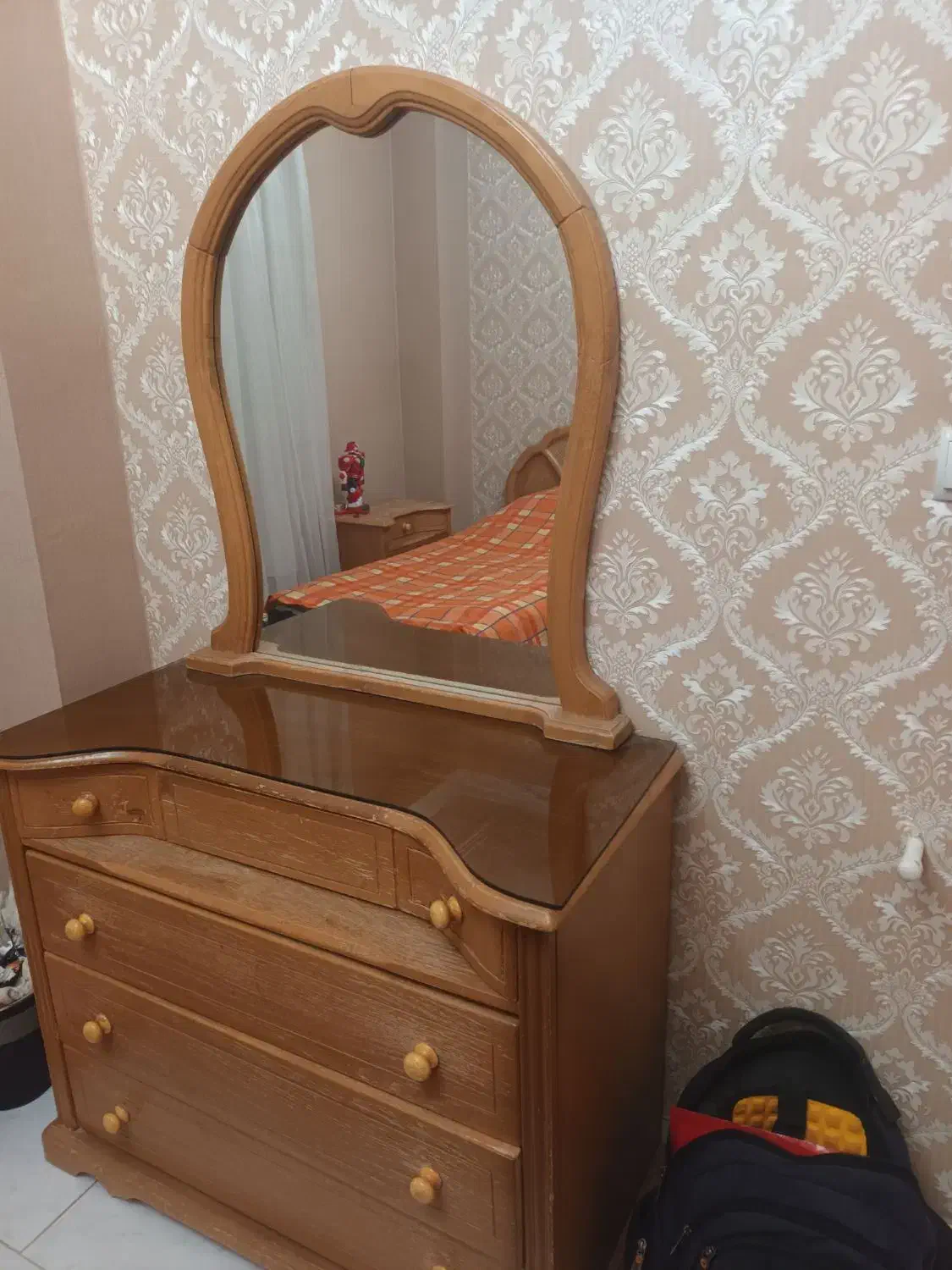 سردیس خواب یک نفره چوبی|تخت و سرویس خواب|تبریز, |دیوار