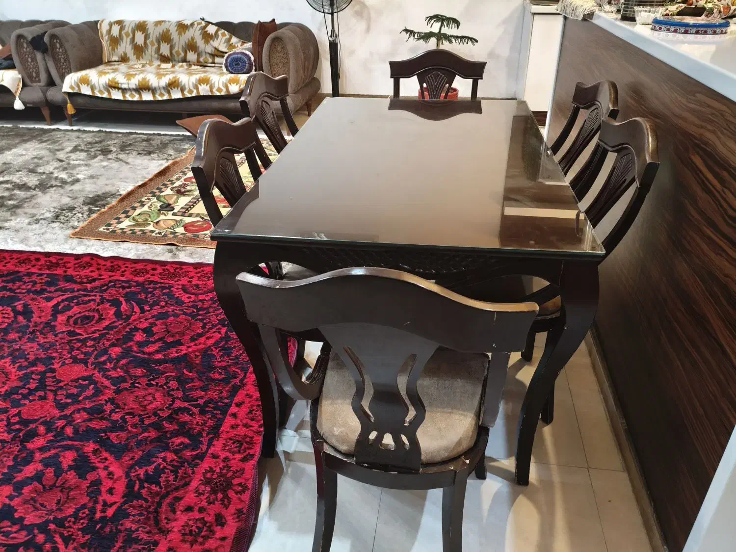 میز نهار خوری ۶ نفره چوب راش|میز و صندلی غذاخوری|نیریز, |دیوار