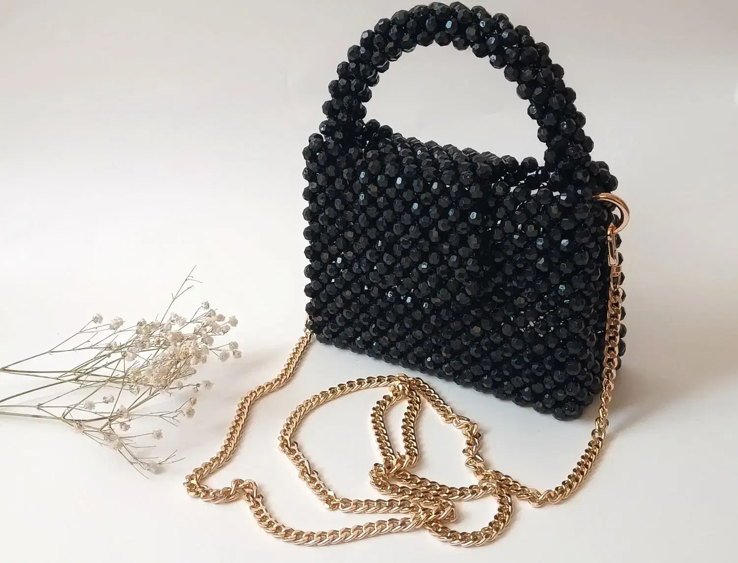 کیف مرواریدی مجلسی مشکی، شیک و مناسب هدیه روز زن|کیف، کفش، کمربند|قم, شاه سید علی|دیوار