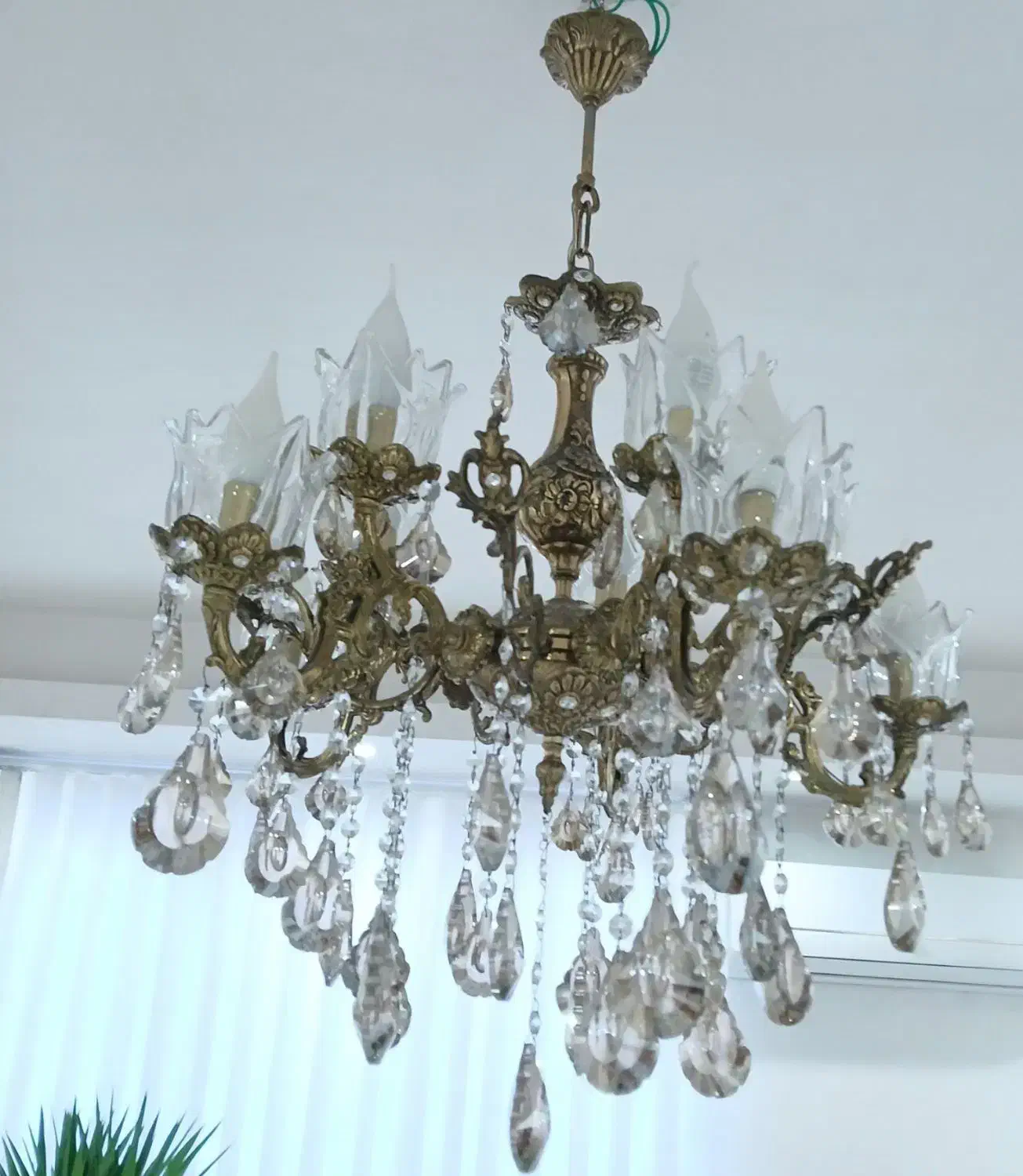 لوستر برنج ۵ شاخه ۱۰ شعله|لوستر و چراغ آویز|اسلامشهر, شهرک قائمیه|دیوار