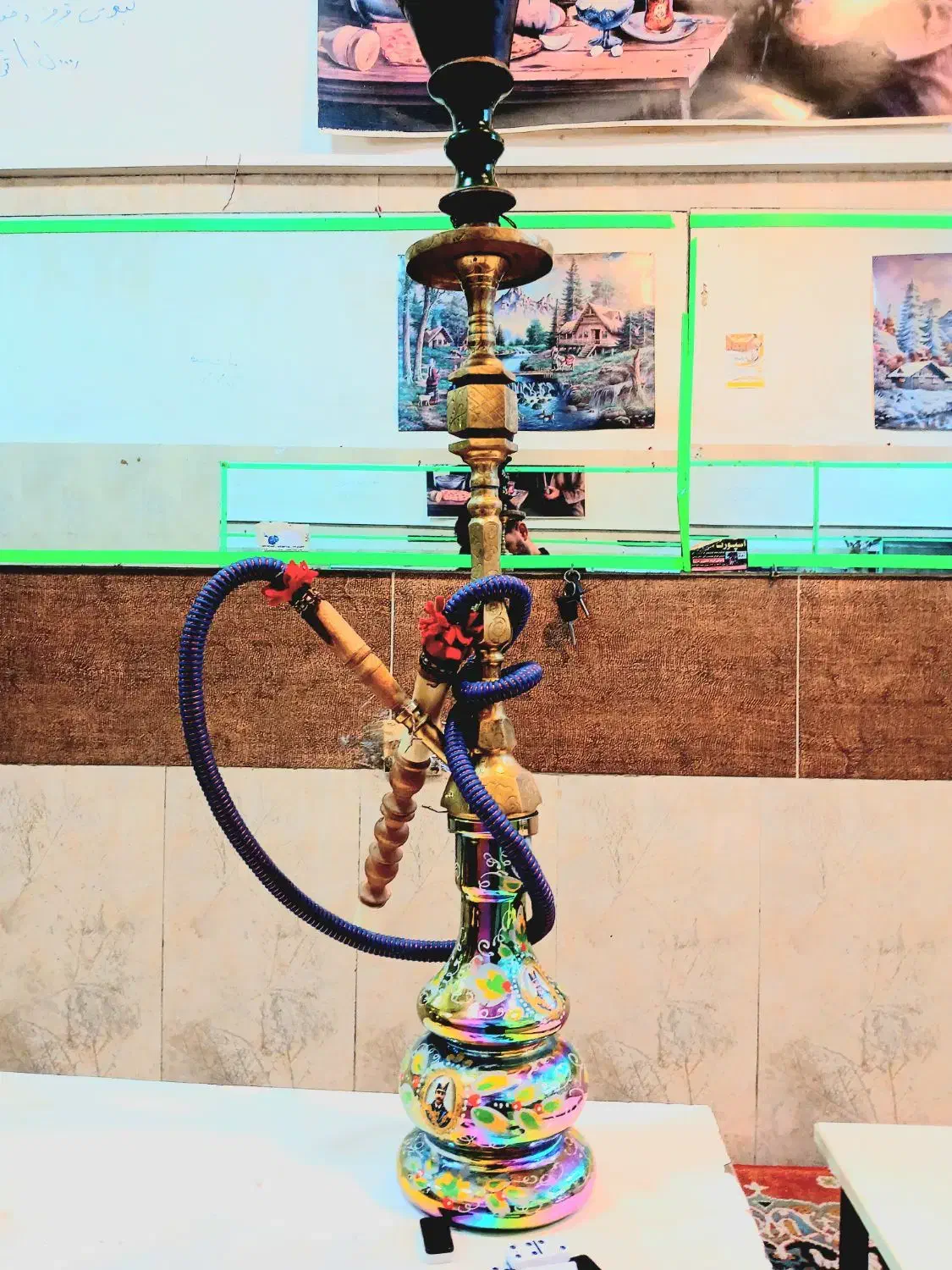 قلیان برنج|کلکسیون اشیاء عتیقه|مشگین شهر, |دیوار