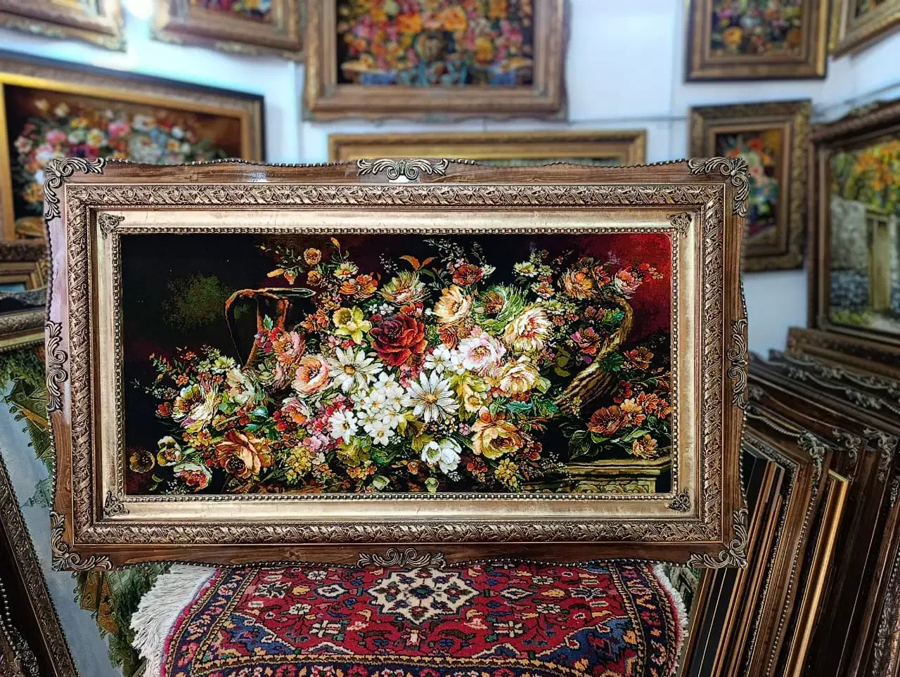 تابلو فرش ظریف چله ابریشم گل ریخته/نقد و اقساط|تابلو فرش|تهران, بوستان جنگلی لویزان|دیوار